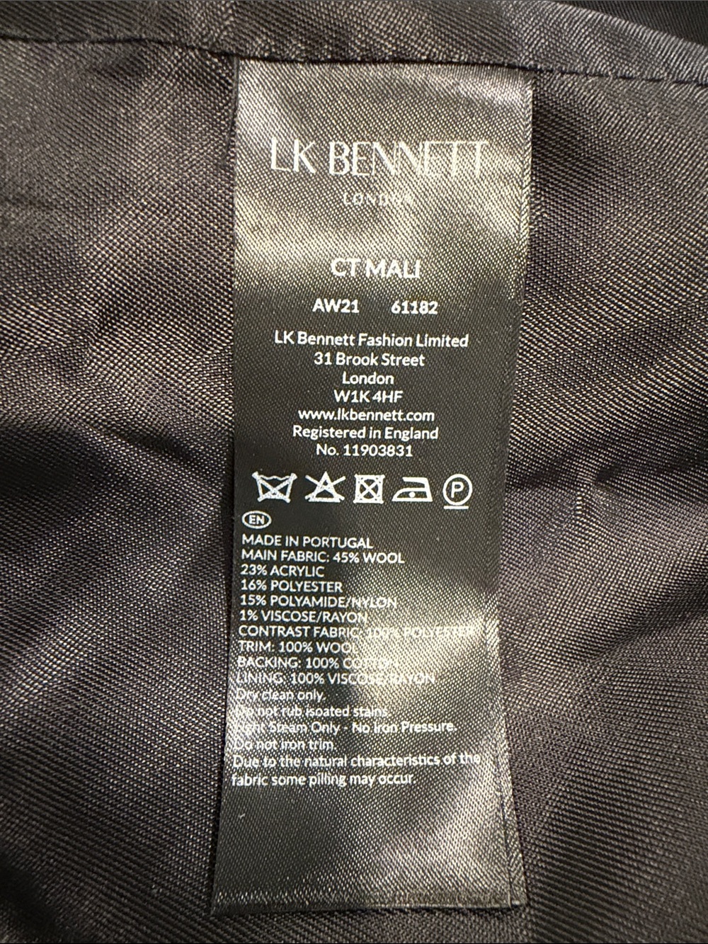LK Bennett-London , Mali Coat Red and Black Wool with Cream Collar - Picture 16 of 16